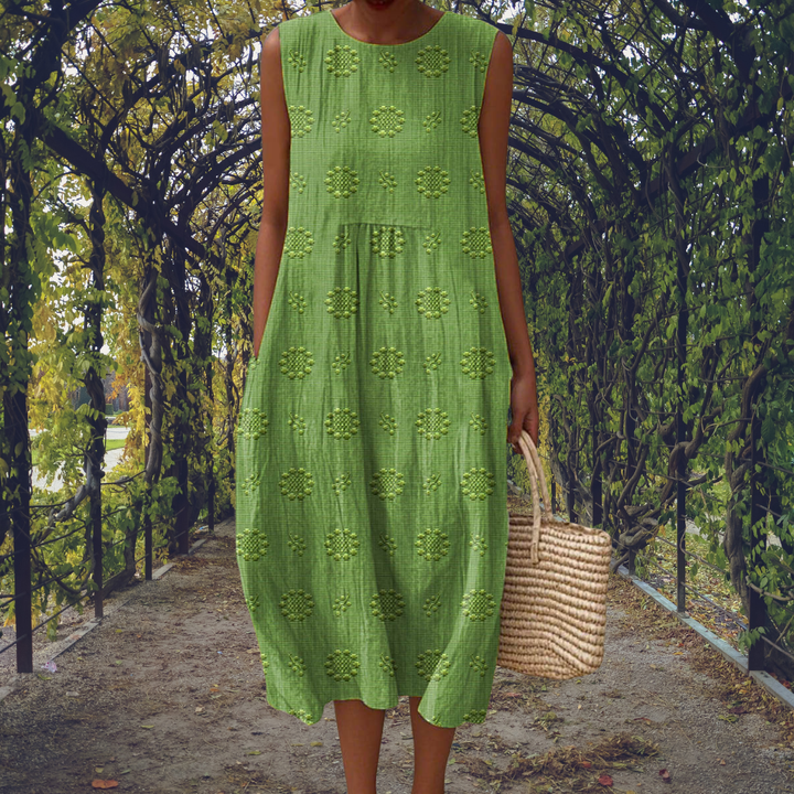 Demi – Cotton Sleeveless Embroidered Midi Dress