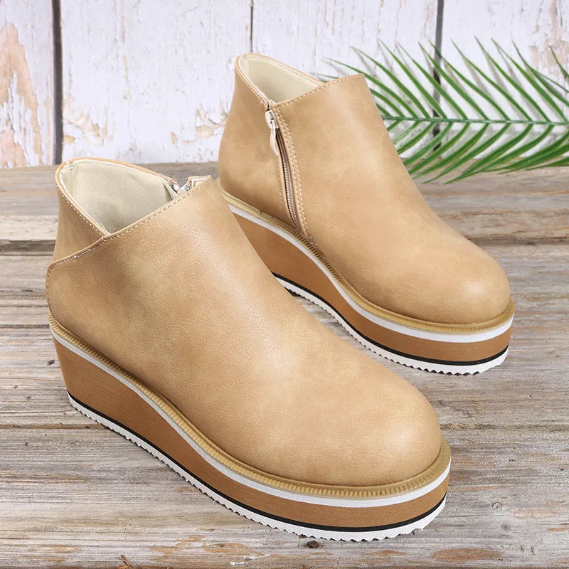 Lena – Side Zip Wedge Ankle Boots