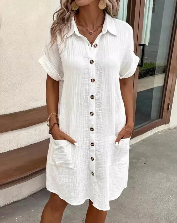 Sienna – Cotton Button-Front Shirt Dress