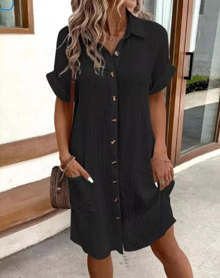 Sienna – Cotton Button-Front Shirt Dress