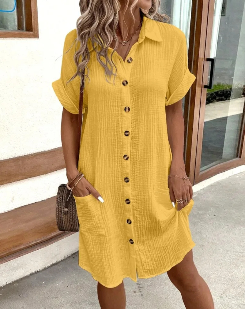 Sienna – Cotton Button-Front Shirt Dress