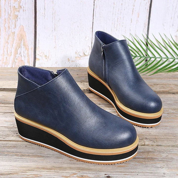 Lena – Side Zip Wedge Ankle Boots