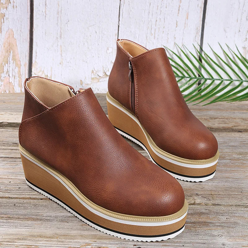 Lena – Side Zip Wedge Ankle Boots