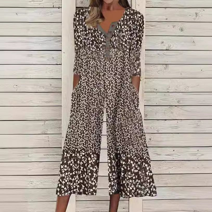 Selena – Cotton Button-Through Short Sleeve Culotte Jumpsuit