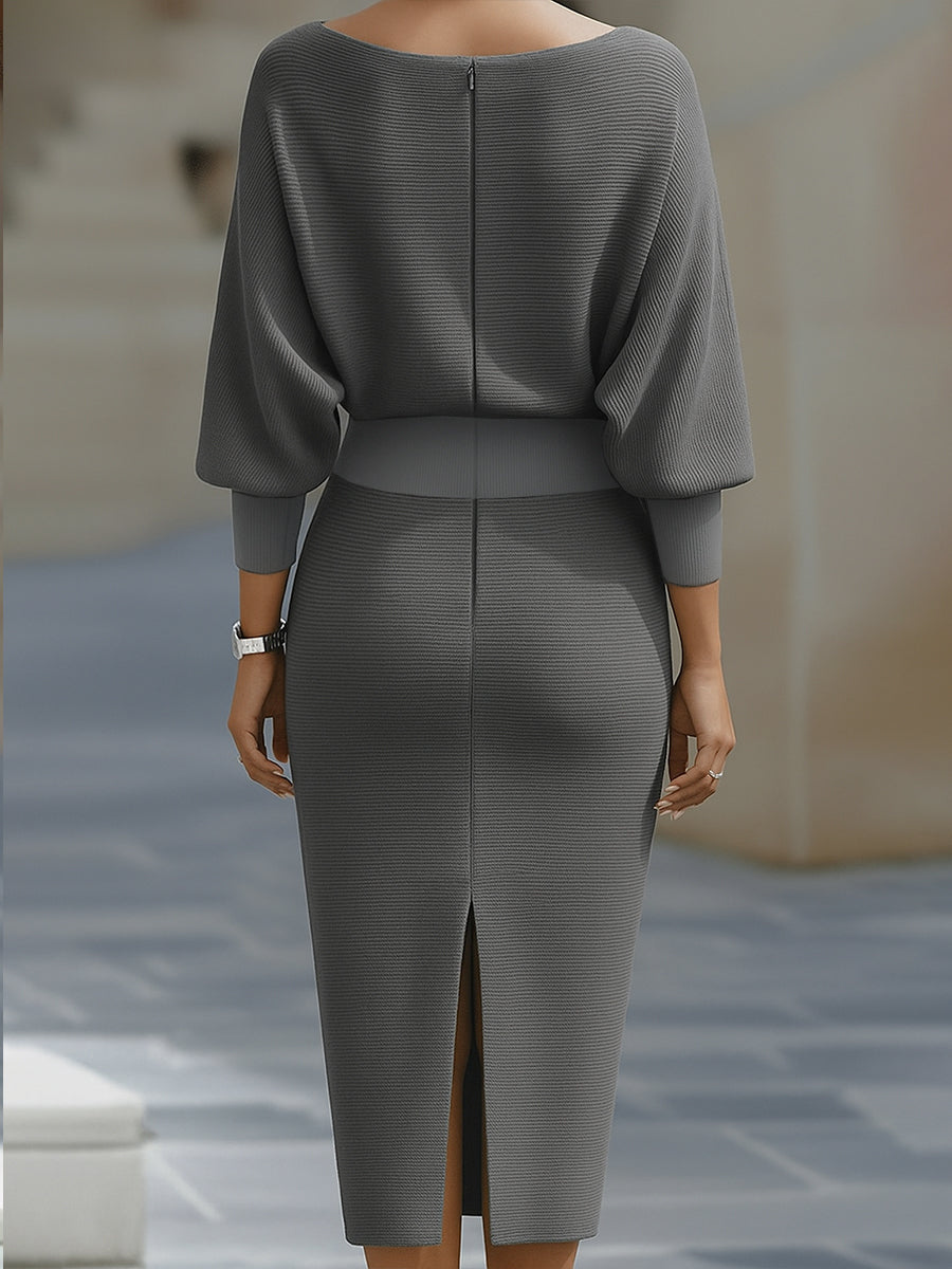 Lila – Satin Cowl Neck Midi Bodycon Dress