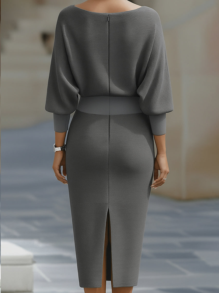 Lila – Satin Cowl Neck Midi Bodycon Dress