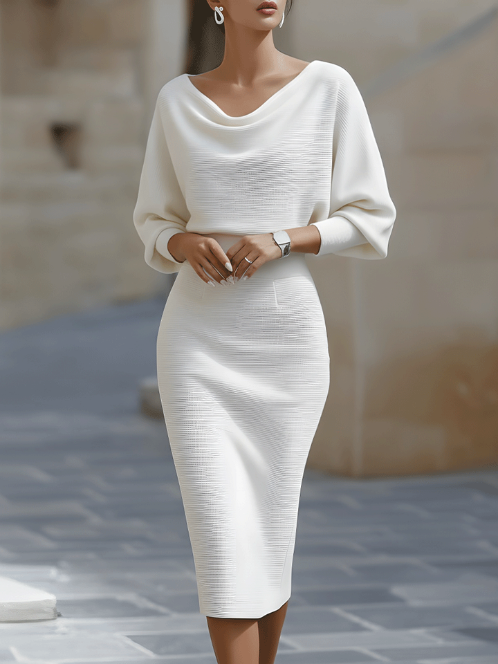 Lila – Satin Cowl Neck Midi Bodycon Dress
