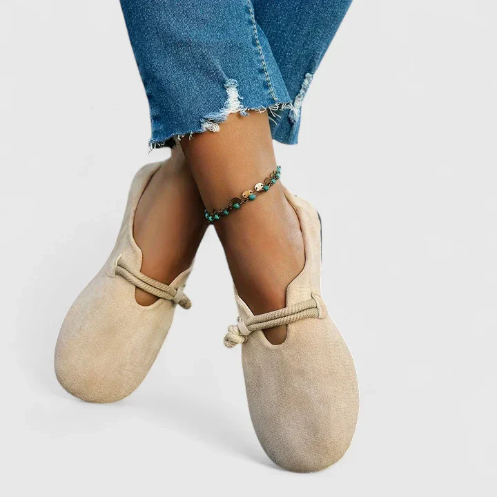 Asha – Suede Flat Slip-Ons with Rope Detail