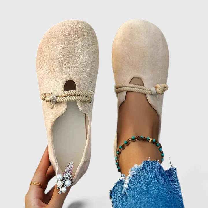 Asha – Suede Flat Slip-Ons with Rope Detail