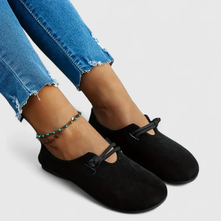 Asha – Suede Flat Slip-Ons with Rope Detail