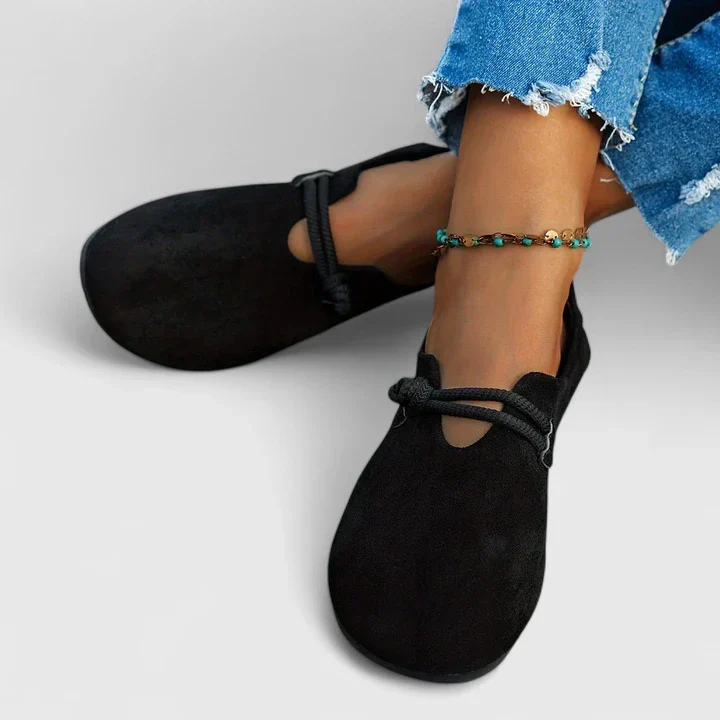 Asha – Suede Flat Slip-Ons with Rope Detail