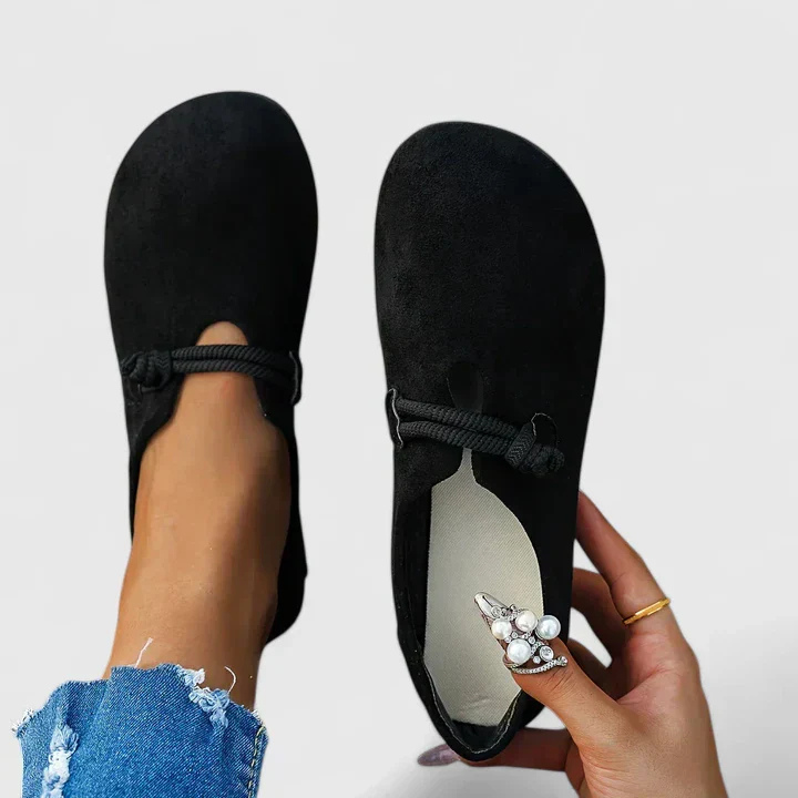 Asha – Suede Flat Slip-Ons with Rope Detail