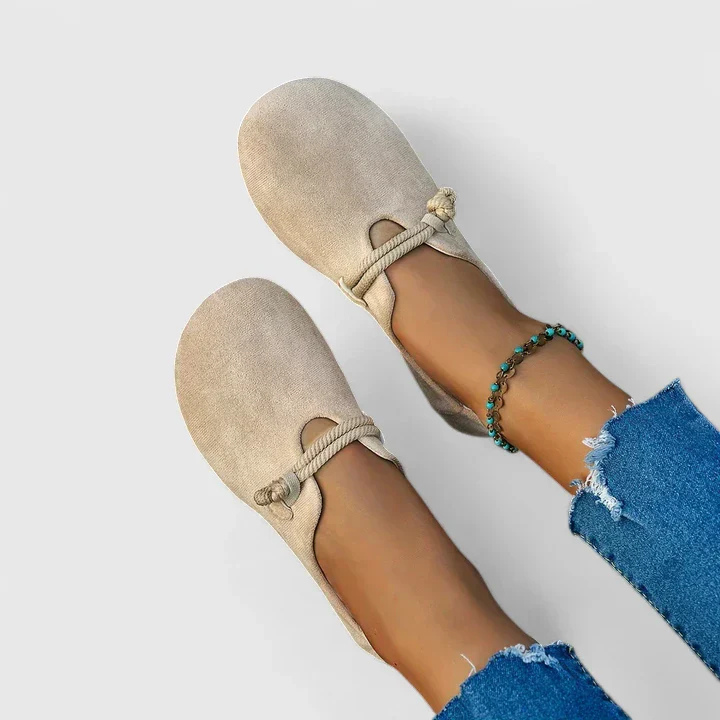 Asha – Suede Flat Slip-Ons with Rope Detail