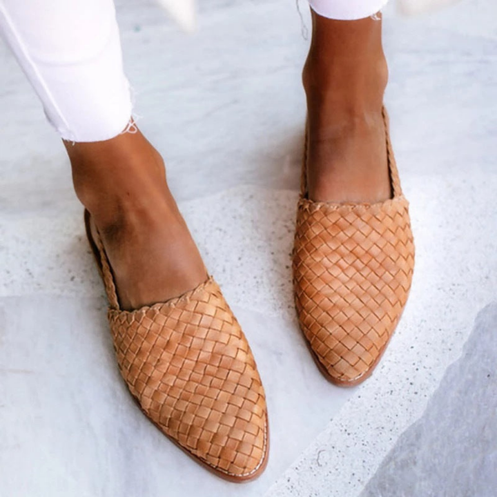 Indie – Leather Woven Slingback Pointed Flats