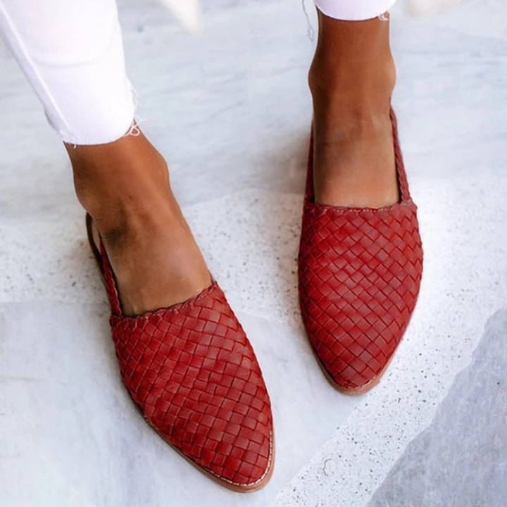 Indie – Leather Woven Slingback Pointed Flats