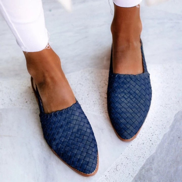 Indie – Leather Woven Slingback Pointed Flats