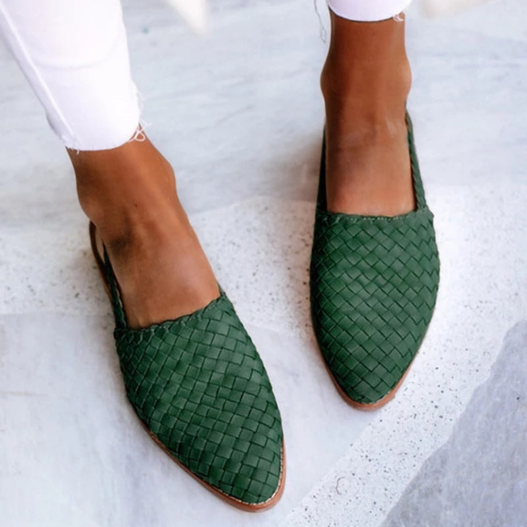 Indie – Leather Woven Slingback Pointed Flats