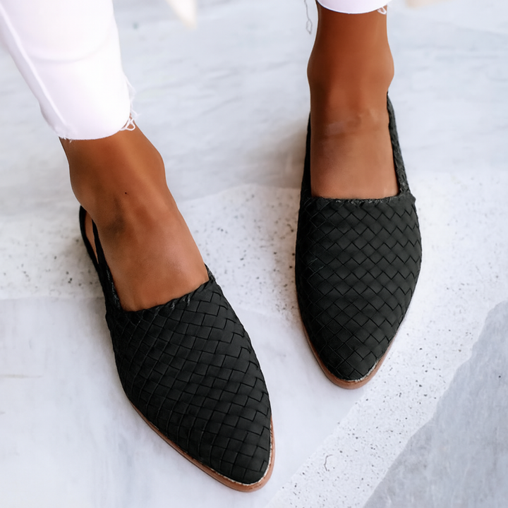 Indie – Leather Woven Slingback Pointed Flats