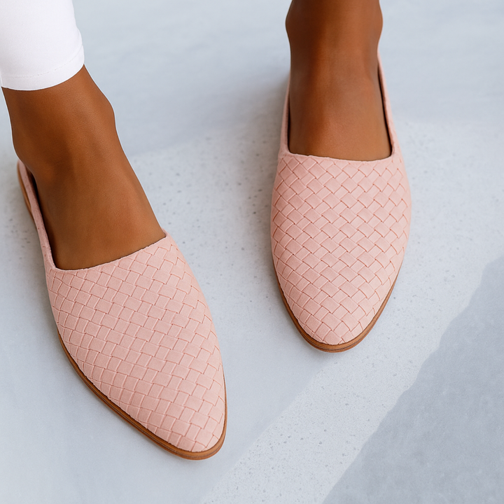 Indie – Leather Woven Slingback Pointed Flats