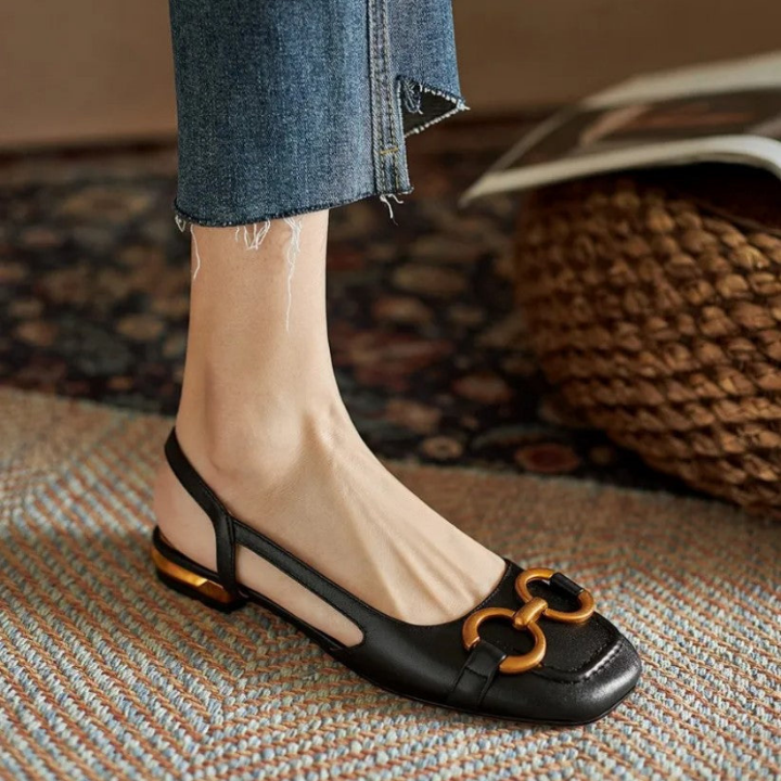 Maddie – Suede Slingback Low Heel with Horsebit Detail