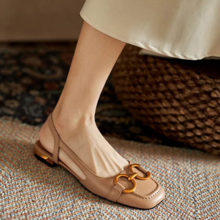 Maddie – Suede Slingback Low Heel with Horsebit Detail