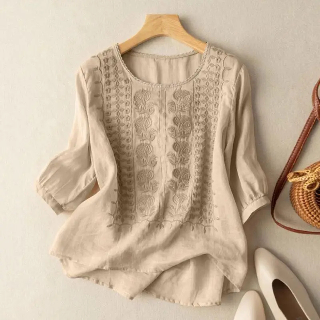 Indie – Cotton Embroidered 3/4 Sleeve Top