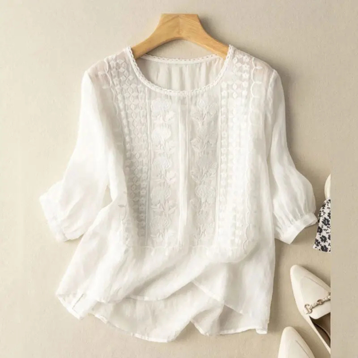 Indie – Cotton Embroidered 3/4 Sleeve Top