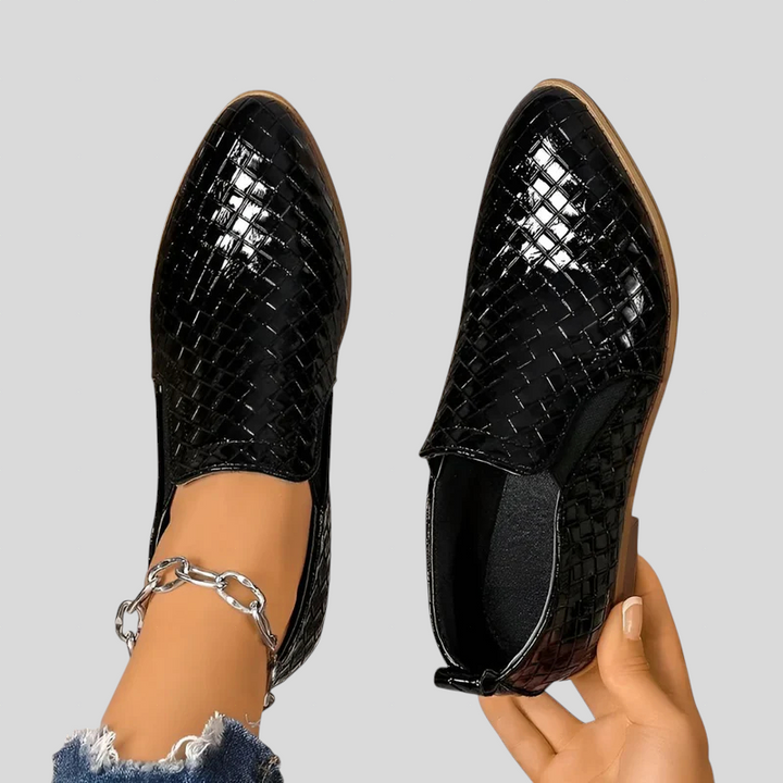 Nina – Woven Block Heel Ankle Boots