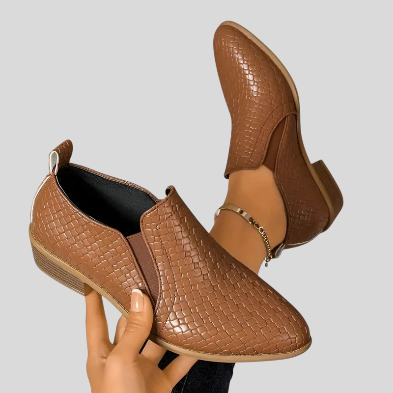 Nina – Woven Block Heel Ankle Boots