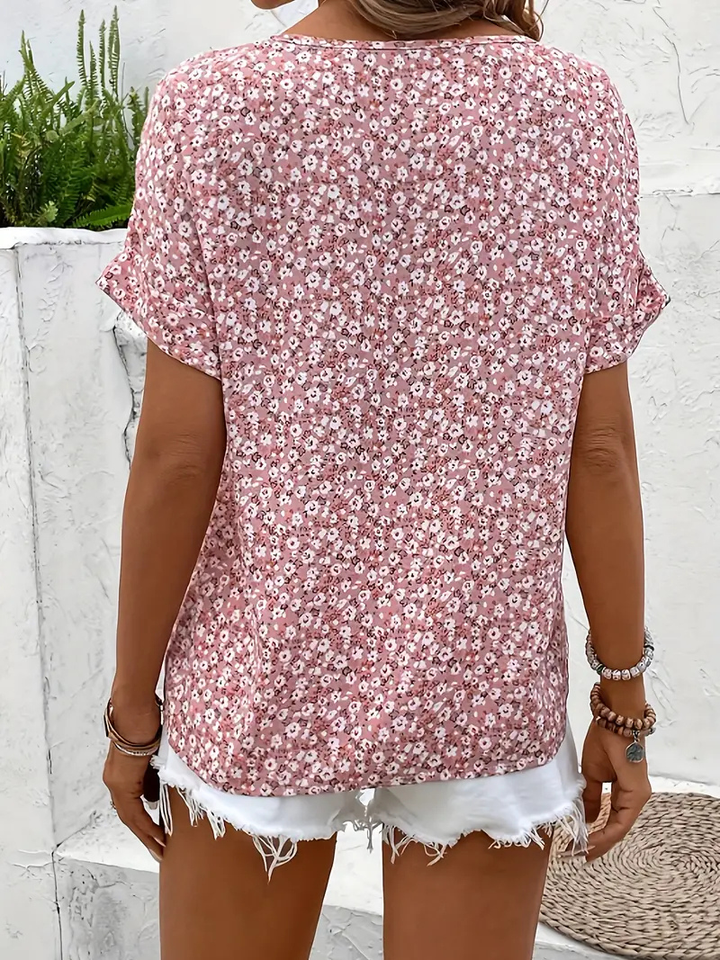 Demi – Cotton Ditsy Floral Button-Down Blouse