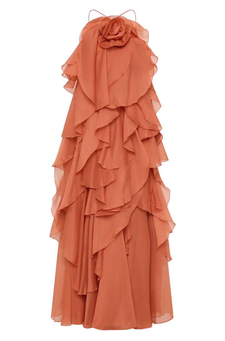 Daphne – Tiered Chiffon Halter Maxi Dress