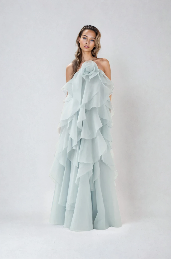 Daphne – Tiered Chiffon Halter Maxi Dress
