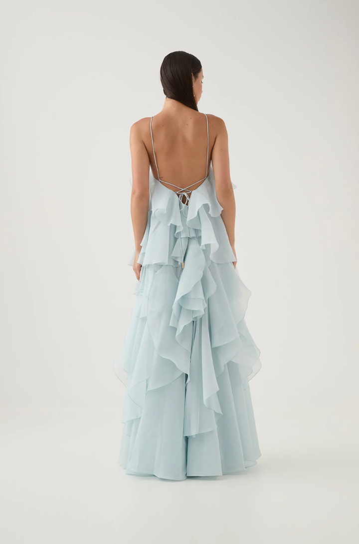 Daphne – Tiered Chiffon Halter Maxi Dress