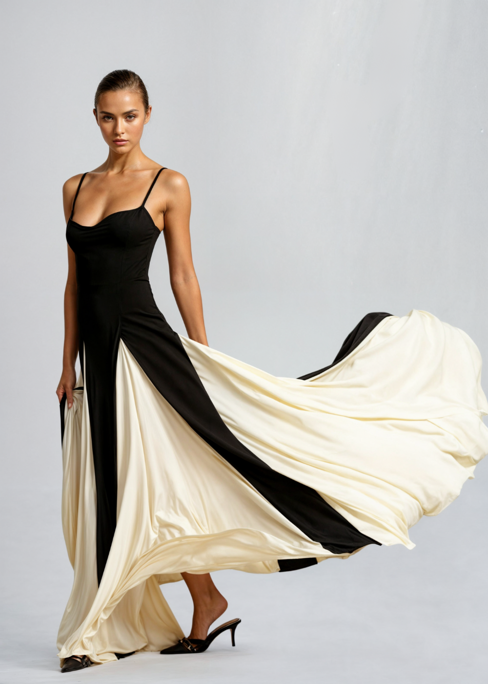 Daphne – Stretch Two-Tone Sweetheart Maxi Dress
