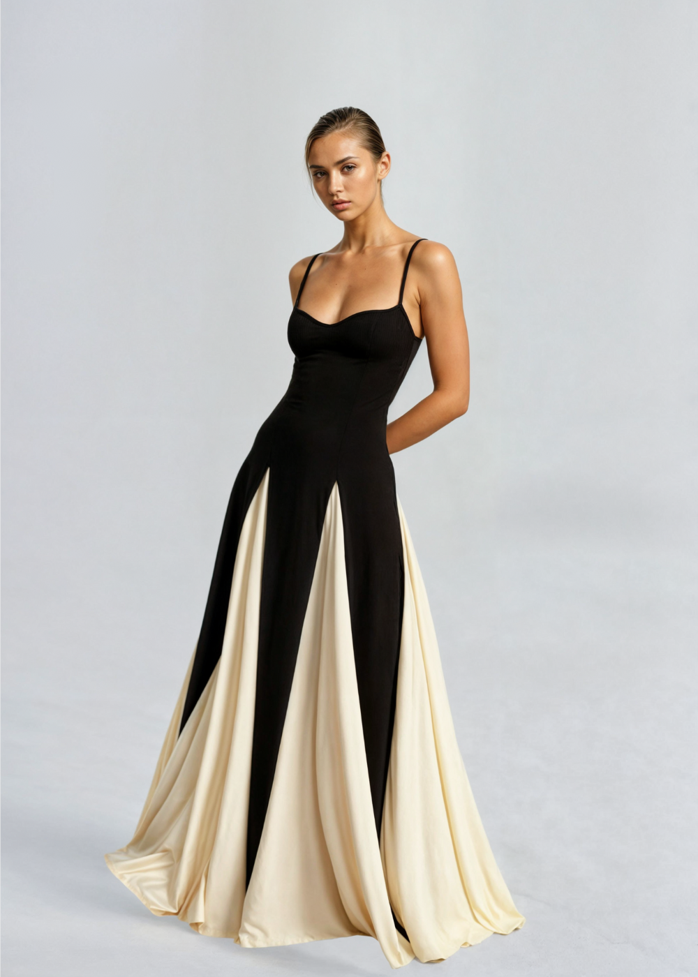 Daphne – Stretch Two-Tone Sweetheart Maxi Dress