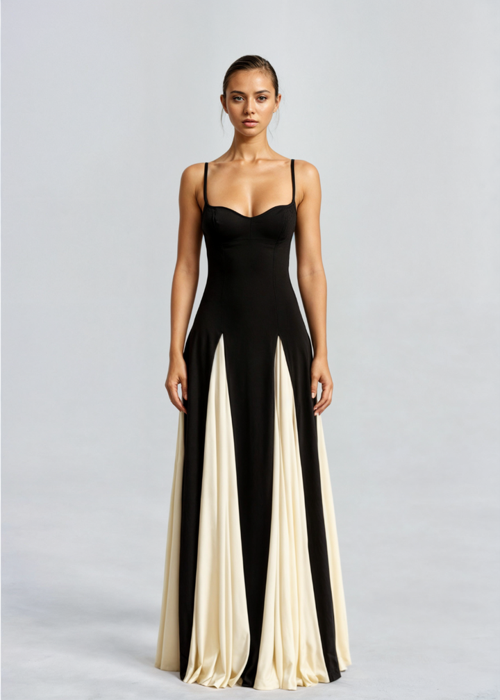 Daphne – Stretch Two-Tone Sweetheart Maxi Dress