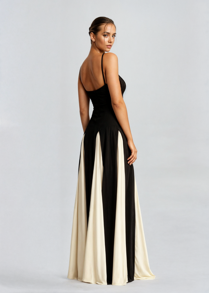 Daphne – Stretch Two-Tone Sweetheart Maxi Dress