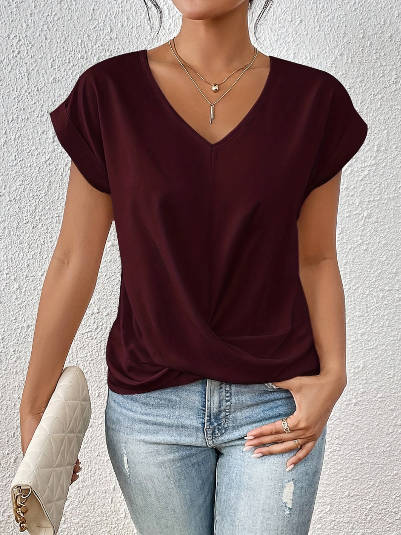 Fern – Satin V-Neck Twist Front Top