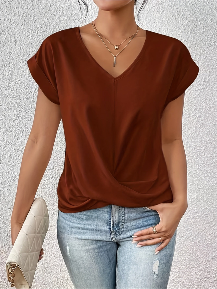 Fern – Satin V-Neck Twist Front Top