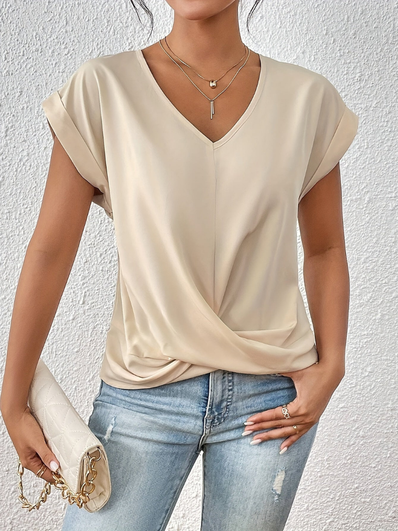 Fern – Satin V-Neck Twist Front Top