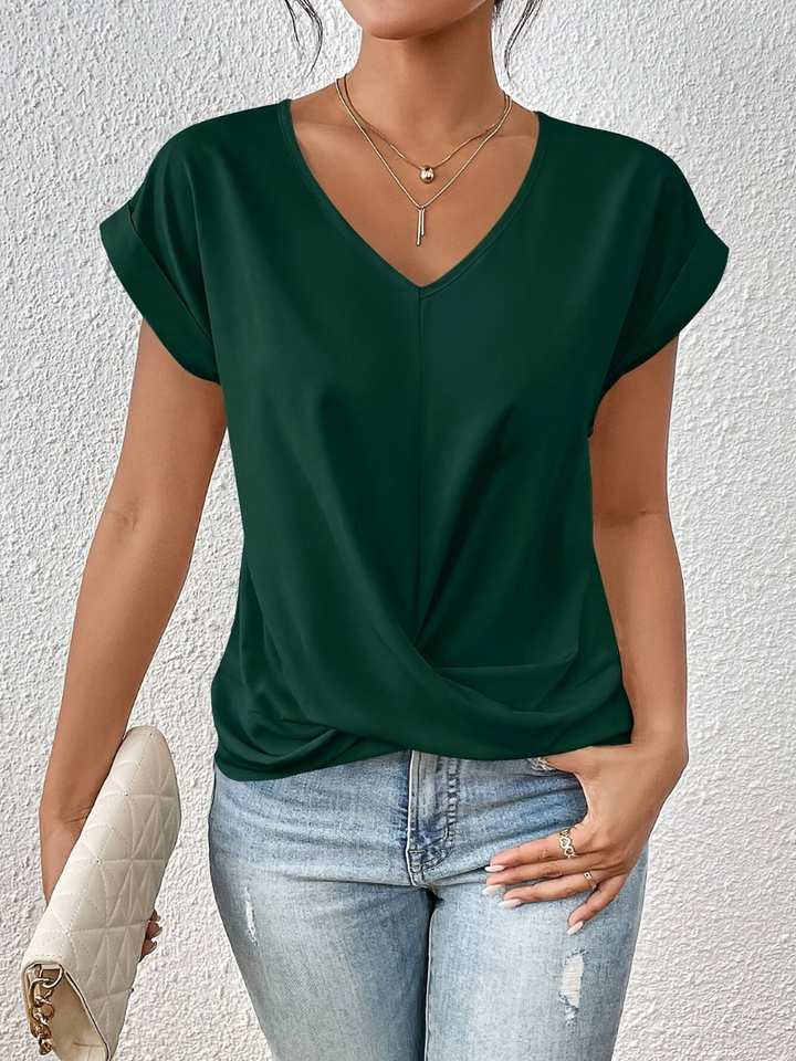 Fern – Satin V-Neck Twist Front Top