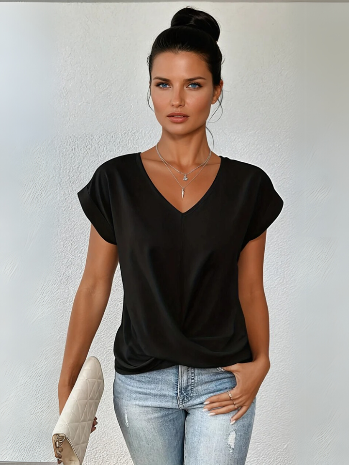 Fern – Satin V-Neck Twist Front Top