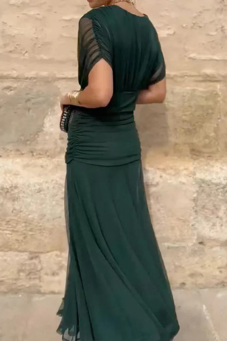 Lara – Off-Shoulder Ruched Chiffon Midi Dress