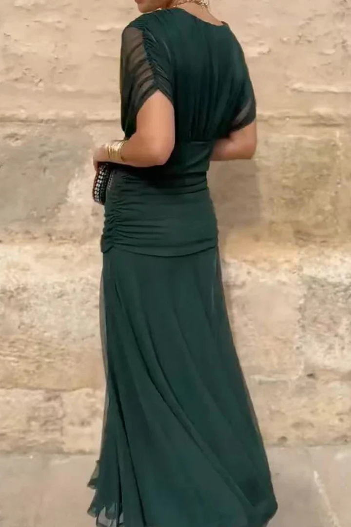 Lara – Off-Shoulder Ruched Chiffon Midi Dress