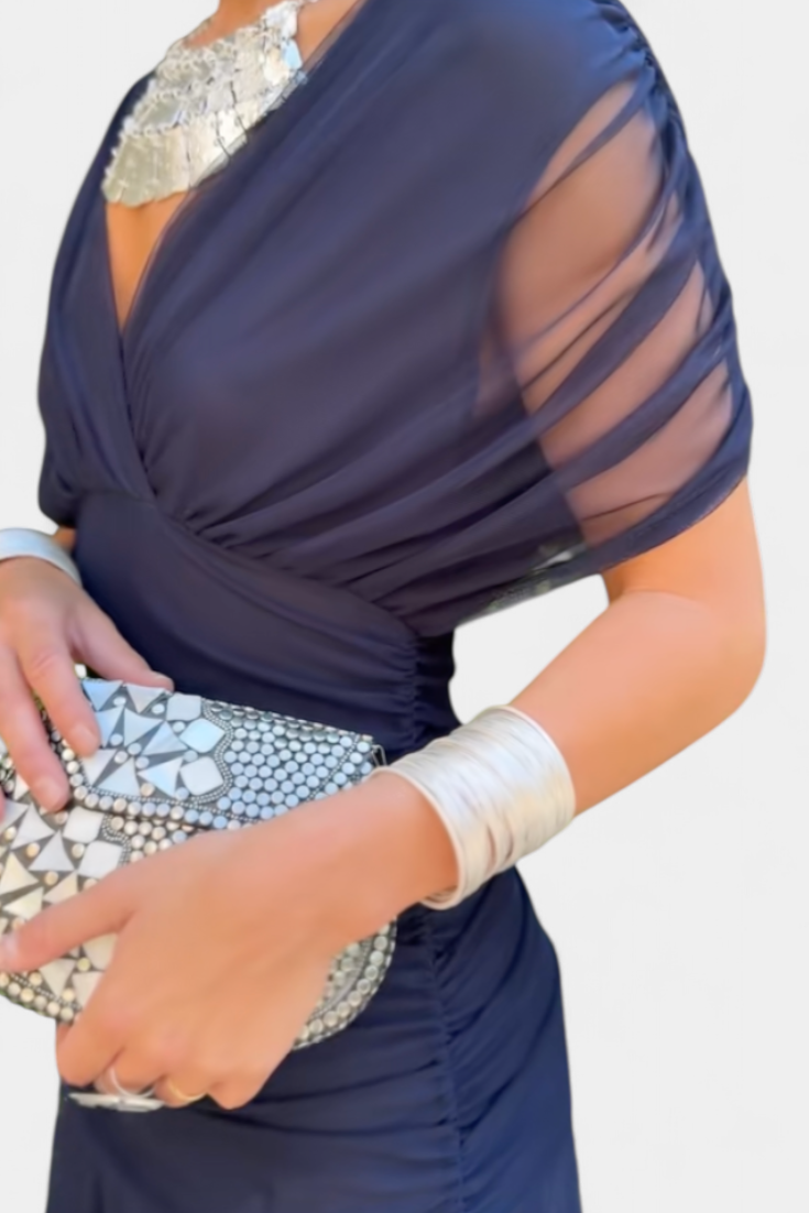 Lara – Off-Shoulder Ruched Chiffon Midi Dress