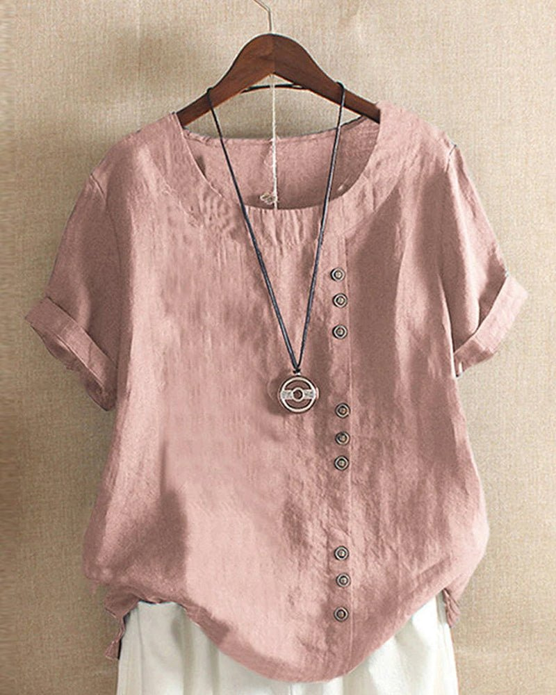Demi – Lightweight Linen Button-Up Tunic Top