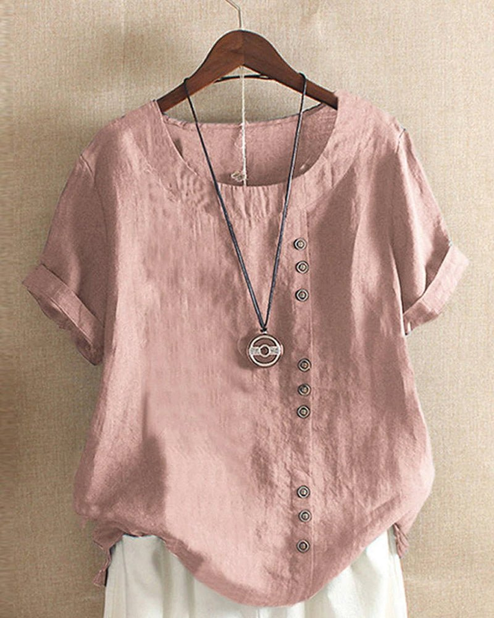 Demi – Lightweight Linen Button-Up Tunic Top