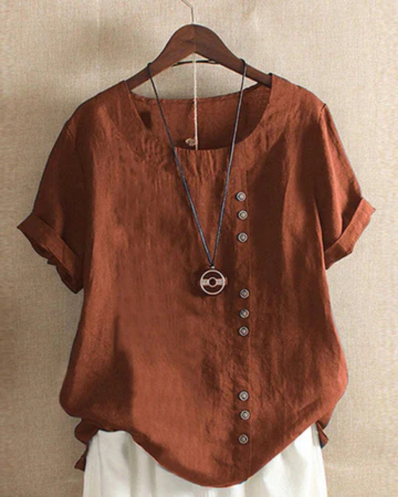 Demi – Lightweight Linen Button-Up Tunic Top