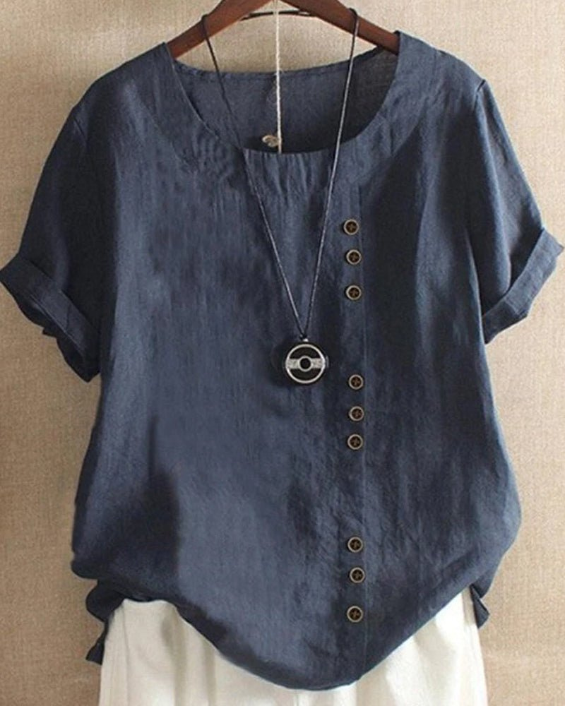Demi – Lightweight Linen Button-Up Tunic Top
