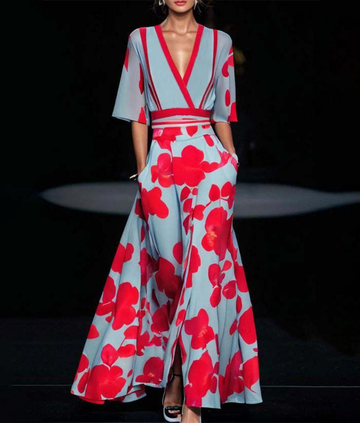 Lara – Floral Chiffon Wrap Maxi Dress